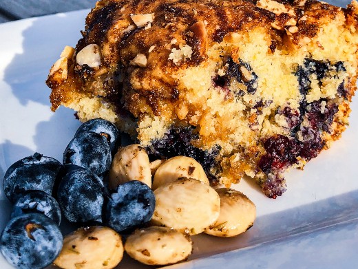 Blueberry Maple Herbed Almond Coffee Cake